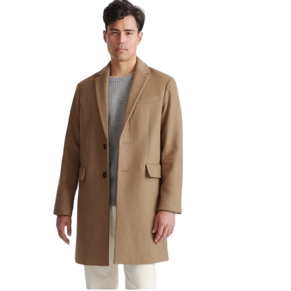 NWT QUINCE Italian Wool Overcoat Double-Breasted Dark Camel Tan Men’s Small - Picture 2 of 16